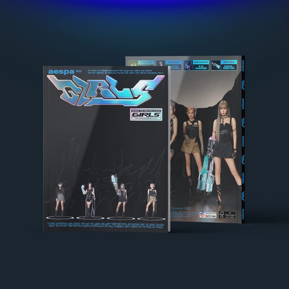 Dreamus aespa - Girls [KWANGYA ver.] 2nd Mini Album+Folded Poster, 203 x 267 x 6 mm, (SMK1453),Black