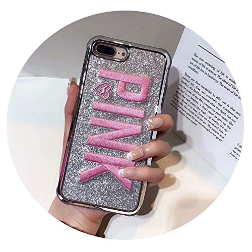 Cute 3D Embroidered Pink Glitter Soft Bling Phone Case for iPhone 6 6S 6 Plus 8 Plus X Back Case Cover for iPhone 7 7 Plus Cases,The Payment,for iPhone 6 6s