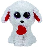 Ty Honey Bun Dog with Heart Plush, White, Regular