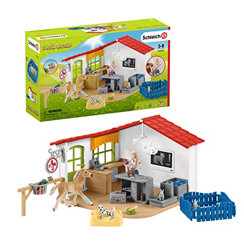 schleich 42502 Tierarzt-Praxis mit Haustieren, für Kinder ab 3+ Jahren, FARM WORLD - Spielset