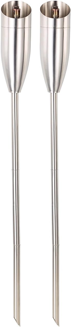 Carlo Milano Edelstahl Fackel: Edelstahl-Gartenfackel Eros, XXL-Füllkammer, rostfrei,650 ml, 2erSet (Gartenfackel Metall)