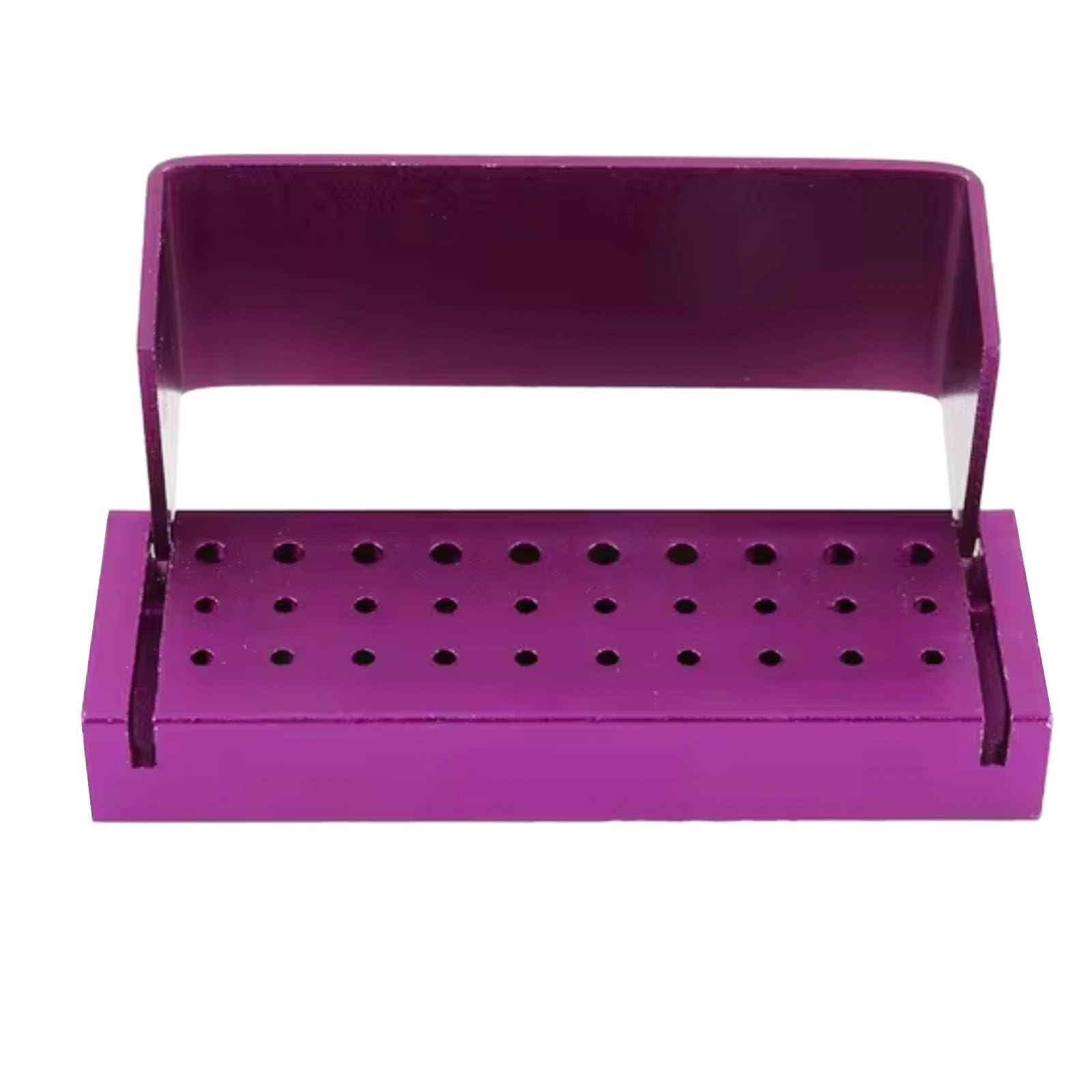 Photo 1 of LA MIERE 30 Holes Dental Disinfection Burs Holder Station, Bur Block Organizer with Cover Autoclavable Opening Box Case Aluminum for Lab, Dentist Tool - Purple