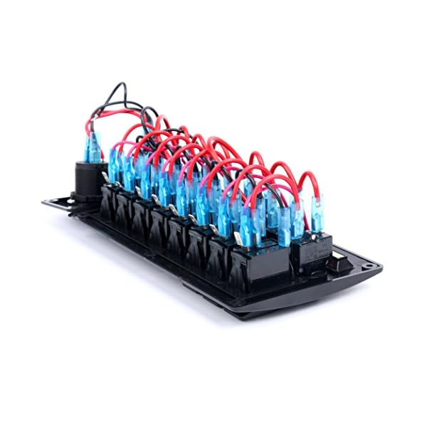 Amarine-made-8-Gang-Red-LED-Indicators-Rocker-Circuit-Breaker-Waterproof-Marine-Boat-Rv-Switch-Panel-Combined-with-Dual-USB-12v-Power-Adapter-Panel-PN-CB8-R-CB1S1S2