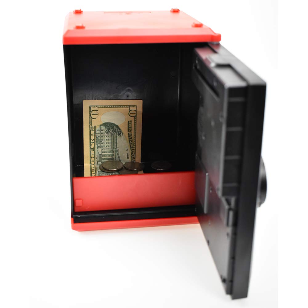 LIKE Toy Piggy Bank Safe Box Fingerprint ATM Bank ATM Machine Money Coin Savings Bank for Kids (Red)