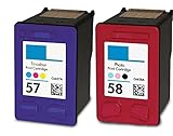 HouseOfToners Remanufactured Ink Cartridge Replacement for HP 58 & 57 (1 Black & 1 Color, 2-Pack)