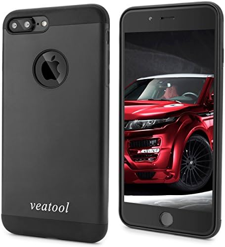 iPhone 7 Plus Case,Veatool [Metal Series] One-piece Matte Back and TPU Bumper Cushion Cover for iPhone 7 Plus(2016)(Black)