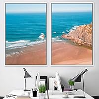 2 Piece Framed Canvas Wall Art Coastal Scenery Canvas Prints Home Artwork Decoration for Living Room,Bedroom - 16