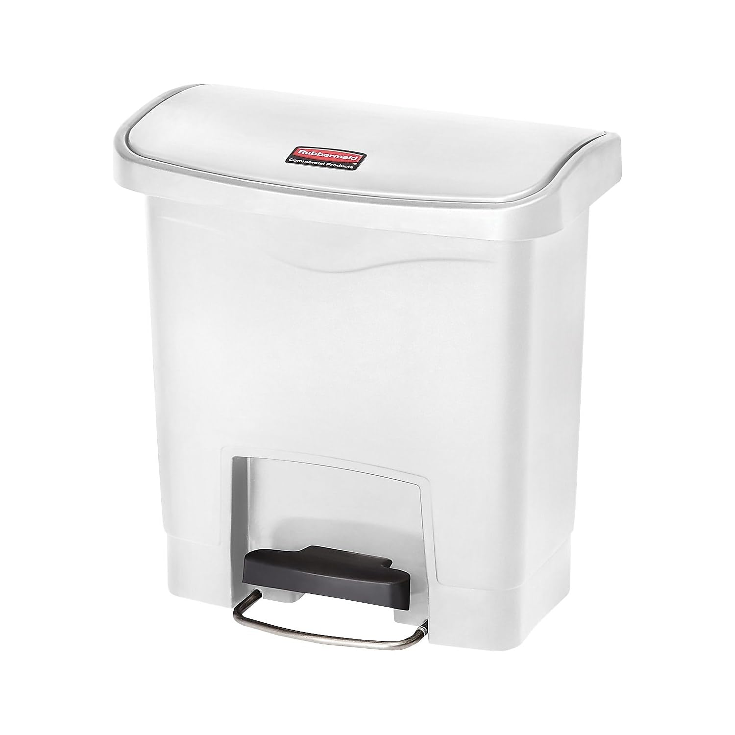 Rubbermaid Commercial Products Slim Jim Step-on Resin Front Step Waste Receptacle Bin 15 Litre White 1883554