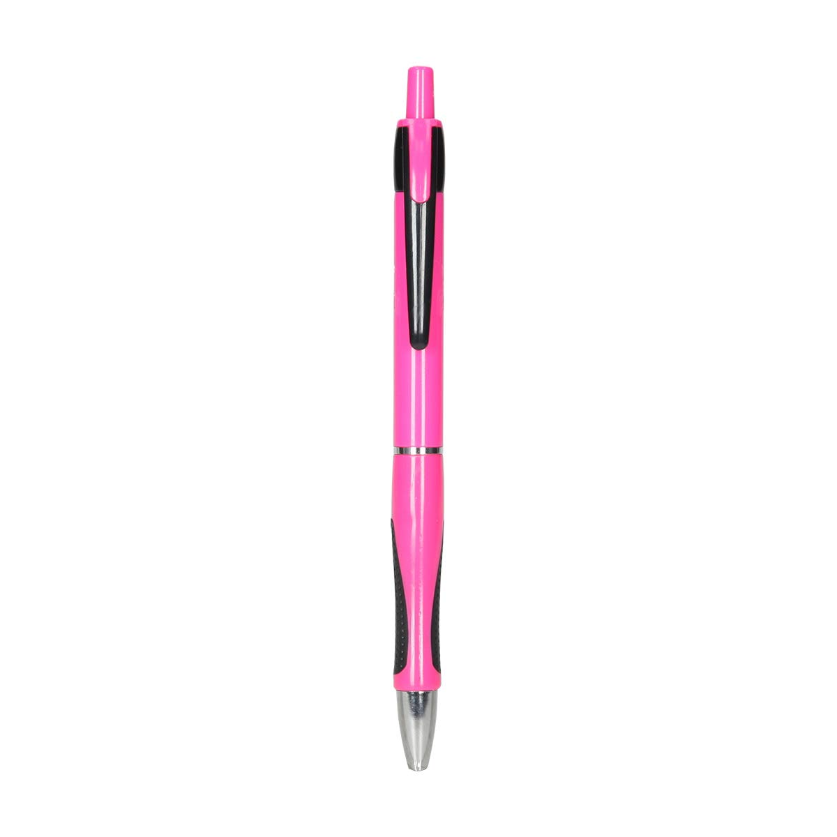 PM Bingo Retractable Ballpoint Pens 0.7 mm Pink/Black Pack of 50 (blue ink)