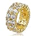 Jewelrysays Hip Hop CZ Jewelry Mens Fashion Zircon 2 Row Tennis Ring Gold Plated Dimond Ring Gifts