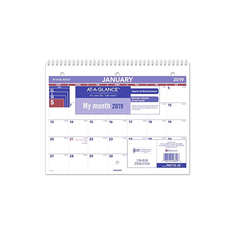 ATAGLANCE 2019 Desk Calendar, Desk Pad, 81/2" x 11", Small
