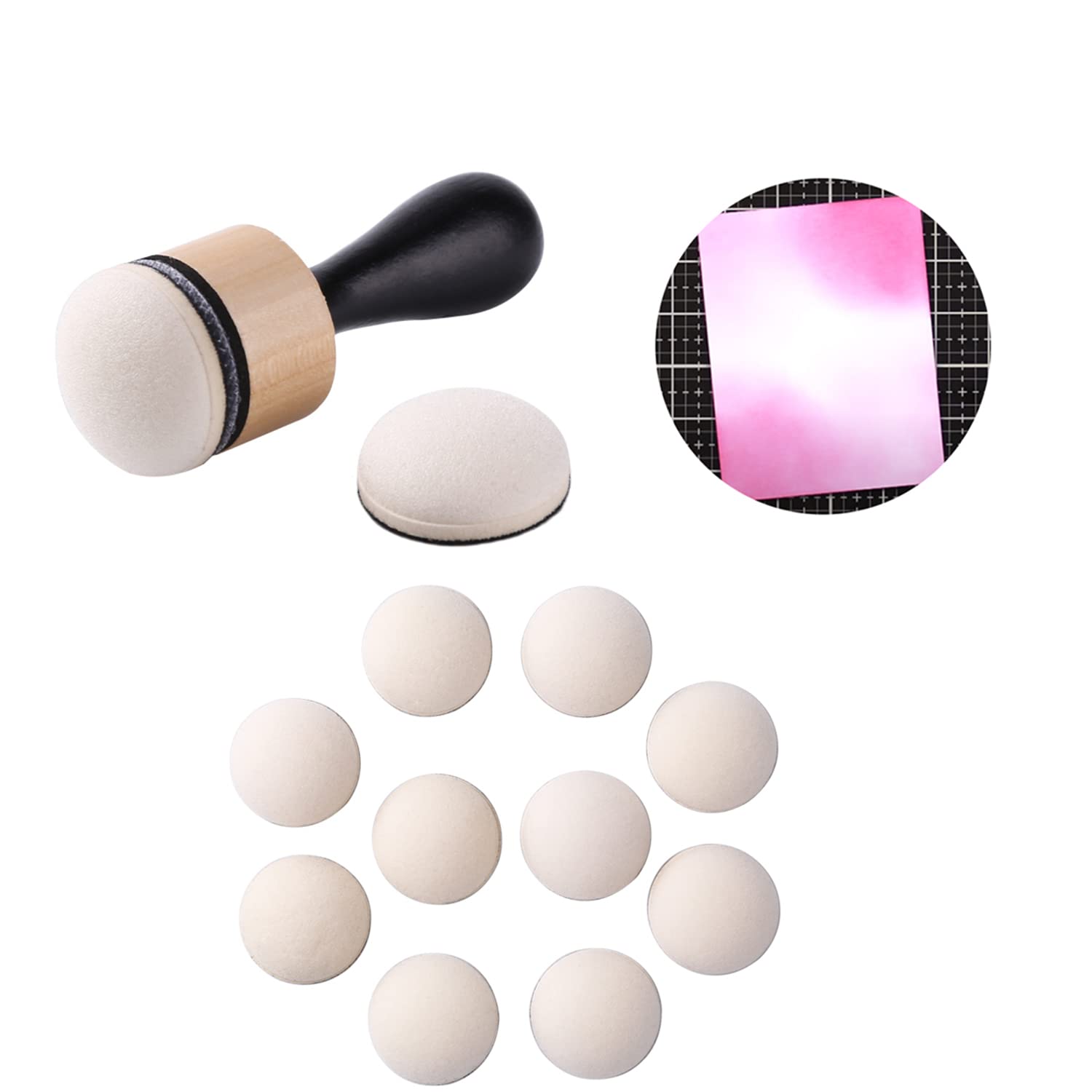 OTCRAFT Mini Ink Blending Tool,with Foams Replacement Refill Foam Tool for Foams Scrapbooking Painting Drawing Art Supplies Handle Ink Tools Embossing Stencils