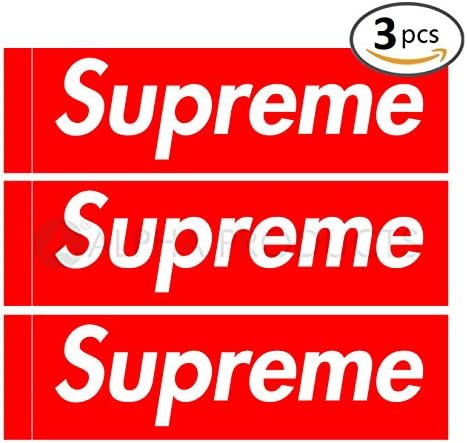 3 Pieces Large Supreme Stickers (8 x 2.2 inches) Skate Stickers - Custom Supreme Box Logo (Bogo) Custom Stickers for Skateboards, Laptops, etc. - Waterproof &amp; Tearproof PVC Supreme Stickers