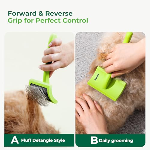 Pecute Slicker Brush for Dogs, Smoothing Brush for Dogs, Doodle Brush Professional Grooming Volumizes Detangler, Knots Detangler for Goldendoodle, Poodle (25mm, L)