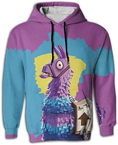 NELOHA Mens Pullover Hoodie, Fortnite Llama Pinata Hooded Sweatshirt Aesthetic Hoodies for Men