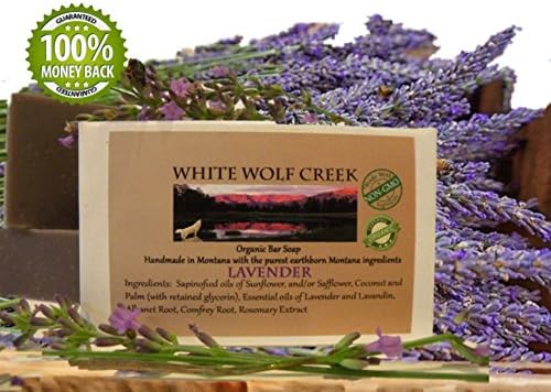 Organic Soap Bar, by White Wolf Creek, Lavender Facial and all Over Body Soap, GMO Free , Handmade By Montana Soap Artisans, Great Facial and body Cleansing Bars!