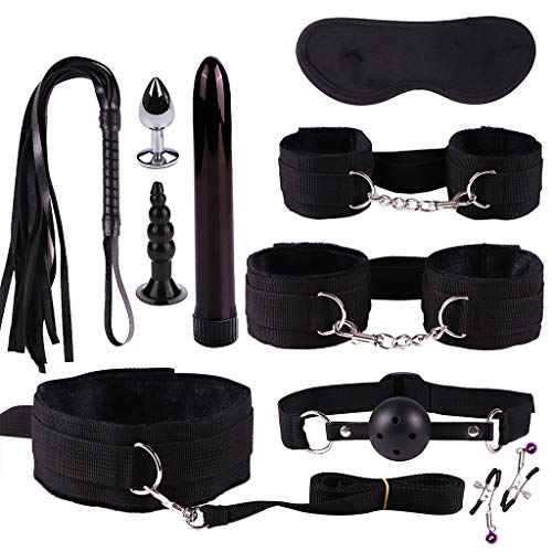 Adult Six-Toys for Couples Leather Handcuffs Set Niple Clip Amal Plug Women Cosplay Game
