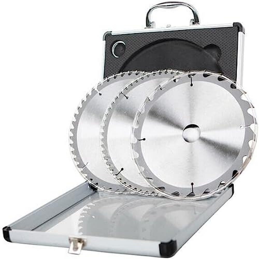 Scheppach Saw Blade Set of 3 | 24/48/60 Teeth | Tungsten Carbide | Ideal for MDF, Laminate, Hardwood, Plastics, Aluminium, Non-ferrous Metals | With Case