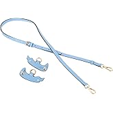 uxcell Genuine Leather Bag Strap Replacement Adjustable Crossbody Bag Straps, 37.4-45.3 Inch Purse Strap for Shoulder Bag Handbag Purse, Blue, Gold Buckle, 1 Set