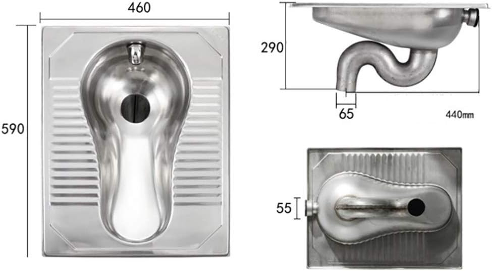 VIVIANE Squatting Sanitation Public Toilet Project, Integrated Stamping Drainage, 304 Stainless Steel Squatting, Train (Color : Rear Row+S Bend)