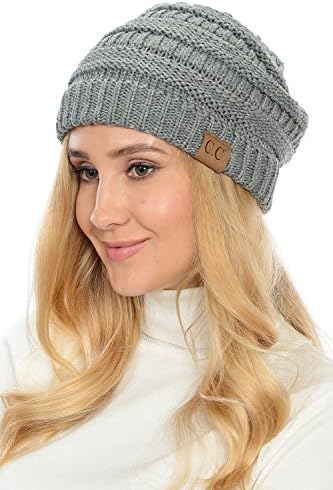 Yourstyle USA Trendy Warm Chunky Soft Stretch Cable Knit Slouchy Beanie (One Size, M. Gray)
