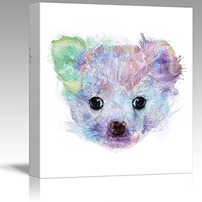 Fun and Colorful Splattered Watercolor Chihuahua Puppy - Canvas Art Home Art - 12x12 inches