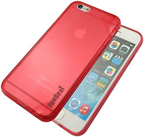 Iphone 6S Plus Case, Sunseai Jelly Clear Transparent Soft TPU Gel Cover Skin Case [ Slim Fit] Compatible With Iphone 6 Plus /6S Plus (5.5 Inch) (Transparent Red)