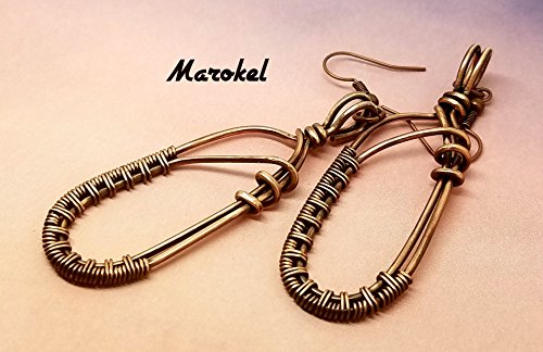 Oval Crossover Wire Weave Earrings Copper Wire wrapped - Thumbnail 5
