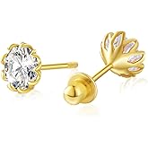 2CT Moissanite Screw Back Earrings - 18K Gold-plated Moissanite Earrings for Women 925 Sterling Silver Piercing Hypoallergenic Jewelry Ear Stud Gifts