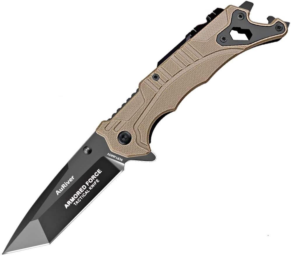 Huaanlong Folded Knife,6 in 1 Premium Multitool Survival Tool Pocket Knives for Outdoor activities/Camping/Hiking etc,built in glass breaker scatbelt cutter for emergency first responder