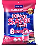 Home-Bliz Vacuum Storage Bags (6pack 40 x 30 Inches) Premium Reusable Space Saver Compression Sealer Bags Jumbo Extra Large XL Size for Clothing Bedding Blankets!+ Free Hand-Pump for Trave