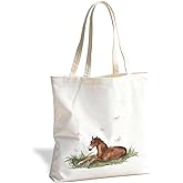 ERJHFGHU Animal Canvas Tote Bag for Women, Aesthetic Nature Reusable Shopping Shoulder Bag, Nature Lover Gift Tote