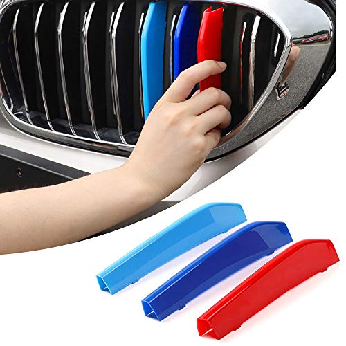 for 07-18 BMW 5 Series G30 G38 G31(9Grilles one Side) 3D M Styling 3 Colors Front Grille Trim Motorsport Stripes Grill Cover Performance Stickers 3Pcs - Thumbnail 5