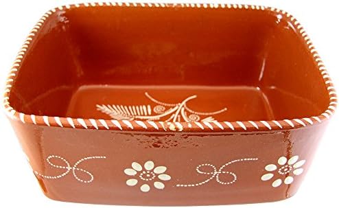 Vintage Portuguese Traditional Clay Terracotta Pottery Rice Pot Made In Portugal (N.2 13 1/4 x 9 1/2 x 5" Inches)