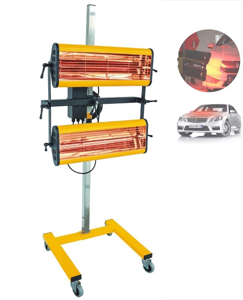 Amazon 2100wベーキング赤外線ペイント硬化ランプ2 X1050w短波車体修理ヒーターランプ短波赤外線ヒータースタンド付き車体修理ペイント ドライヤー ボディ フェンダー補修ツール 車 バイク
