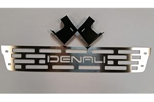 Mountains2Metal Bumper Grille Insert Brushed Stainless DENALI Edition Compatible with 2015-2019 GMC Sierra 2500 3500 HD M2M #