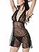 Women Lingerie Nightwear Lace Babydoll Strap Chemise Halter Mini Dress Black XXL