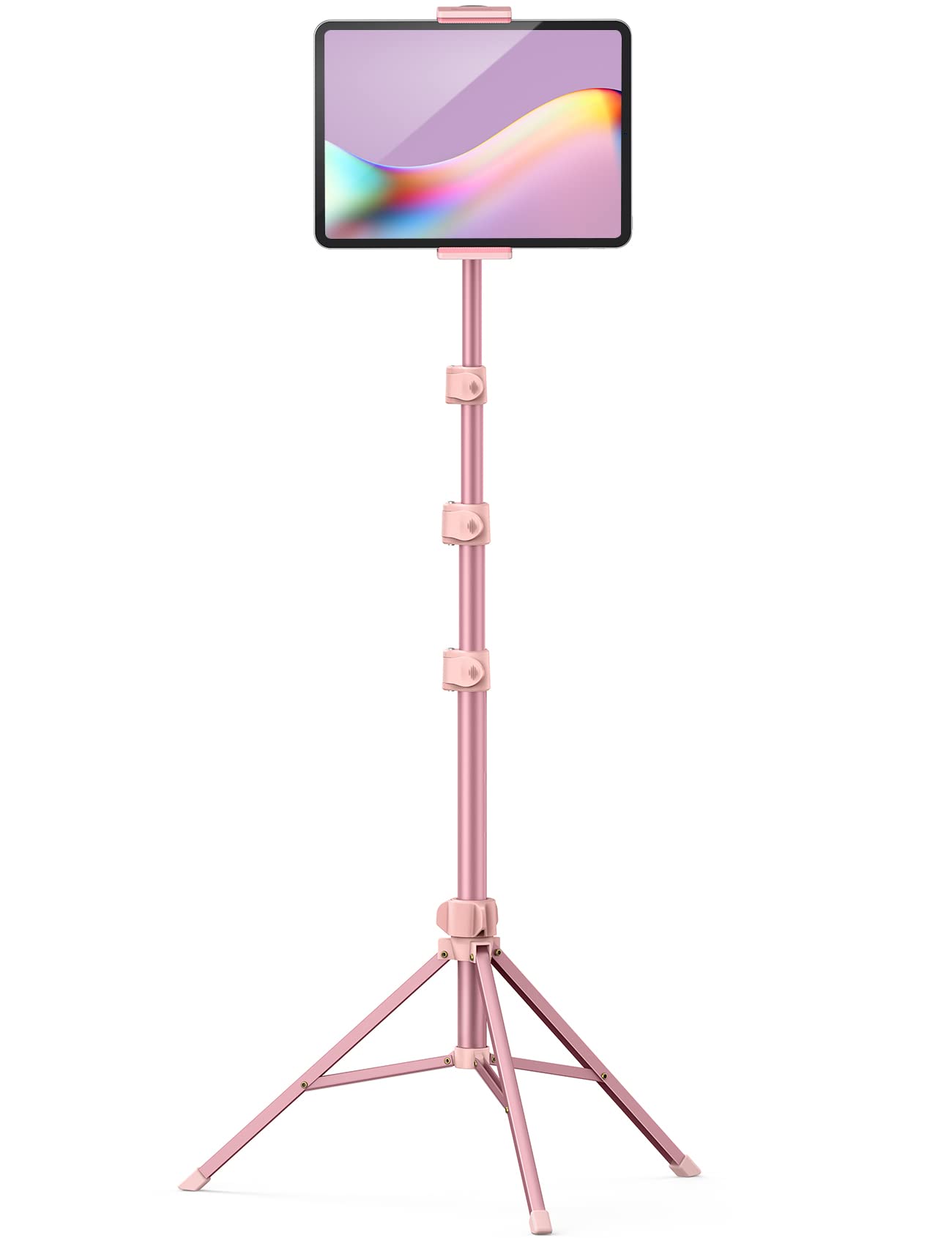 Lamicall Tablet Tripod Stand Holder - 68” Height Adjustable Tablet Floor Stand Mount for Live Stream/Watching, for iPad Pro 12.9/11, Air Mini 6 5 4 3 2, iPhone and 4.7-13" Tablet and Phone - Rose Gold