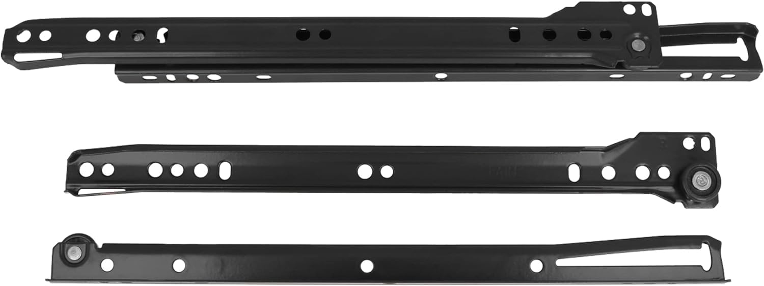 Amig - Set of 2 Metal Runners Mod. 10 with Wheels for Furniture Drawers, Drawers or Cupboards | Painted White Steel | Load Capacity: 18 kg/Pair | Dimensions: 250 x 37 mm