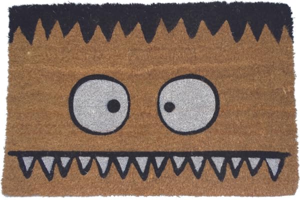 Koko Doormats Natural Coir Door Mat “Monster - Franky” | Non-Slip PVC Backing Welcome Mat for Indoor & Outdoor Use | 60x40 cm Entryway Rug | Durable & Funny Front Door Mat