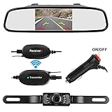 LeeKooLuu Wireless Backup Camera and Mirror Monitor Kit for Car/Suvs/MPV/Van 9V-24V Rear View Camera System IP68 Waterproof Reverse Camera Night Vision with Guide Lines
