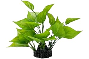 Smoothedo-Pets Aquarium Plants Fish Tank Decorations 6inch Plastic Artificial Plant Goldfish Waterscape Fish Hides (Rainforest Leaf-Large)
