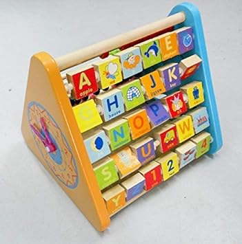 shreeji retails Wooden 5 Side Learning Shelf Alphabets Clock Counting Toy for Kids