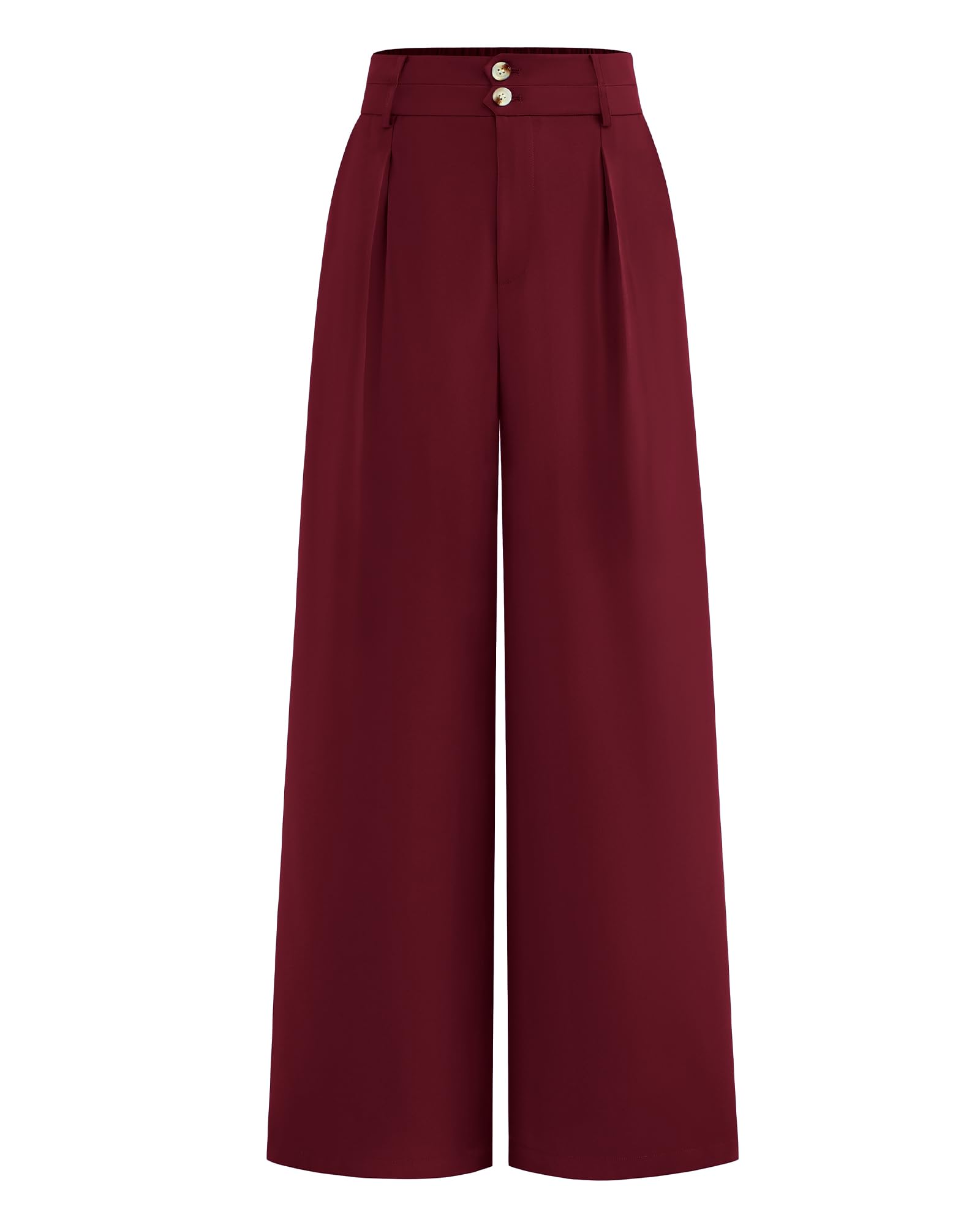 Photo 1 of BTFBM Women Wide Leg Dress Pants 2026 High Waisted Button Pleated Business Casual Trousers Office Work Palazzo Pants(Wine Red, Large)