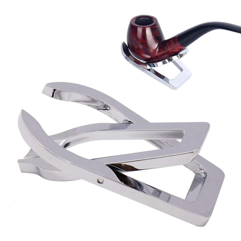 Leen4You Cigar Holder Rack Portable Foldable Stainless Steel Tobacco Smoking Pipe Stand Kit Set Silver
