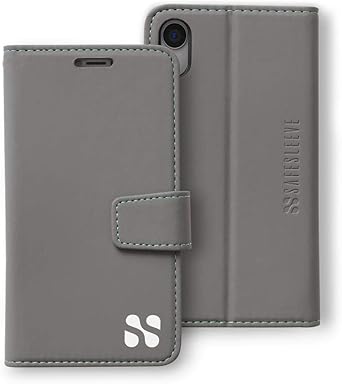 SafeSleeve EMF Protection Anti Radiation iPhone Case: iPhone XR RFID EMF Blocking Wallet Cell Phone Case (Grey)