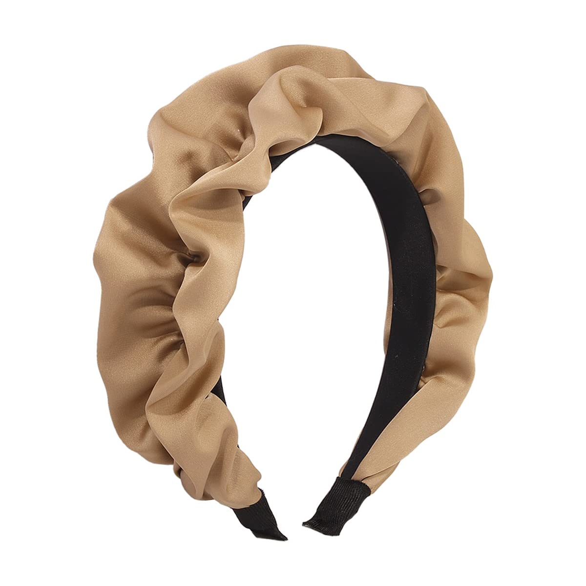 Silk Headbands Khaki Wide Headband Soft Head Band Fashion No Slip Hairbands Hair Accessories for Women 65704 — image 1
