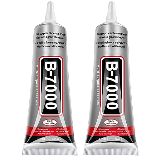 B7000 Jewelry Glue for Jewelry Making, FITTDYHE 2PCS 50ML/1.69 fl oz Clear B-7000 Glue Rhinestone, Multipurpose Super Adhesive for Phone Repair Nail Art Wood Glass Charms