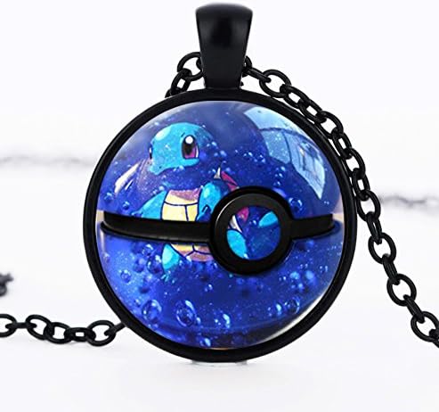 JewelryX - Black Pokemon Go Ball Pokeball Cabochon Glass Charm Pendant Chain Necklace Fashion Women Men #10