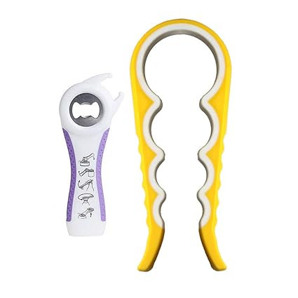 Deckelöffner, öffner,2 Stück Multi-Funktions Dosenöffner, Flaschenöffner Küchenhelfer mit Rutschfestem Griff für Senioren, Ar